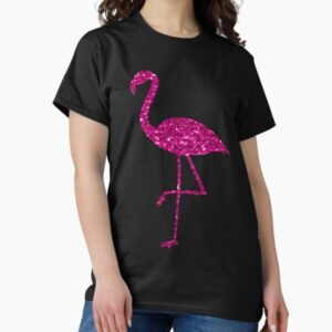 Flamingo Pink glitter faux sparkles black pattern (Photo of Glitter - Not Reflective) — graphic tee