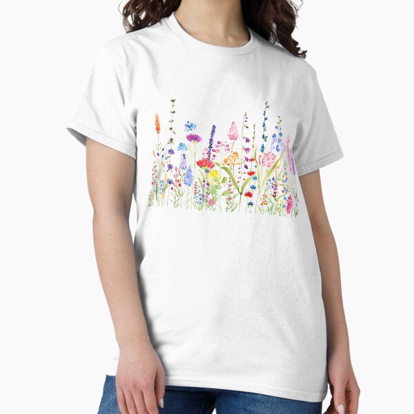 hand painted colorful wild flower field