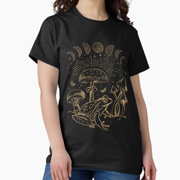 Dark Academia Frog Under Mushroom: Cottagecore Aesthetic with Goth Mystique, Edgy Fairygrunge Theme, Forest Psychedelic
