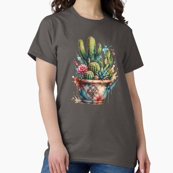 Colorful cactus plant in watercolor