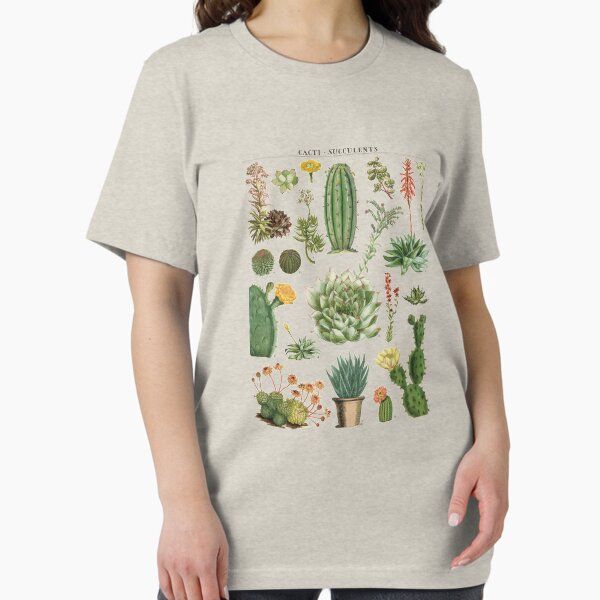 Vintage Cactus Botanical Print Tee T shirt Succulent
